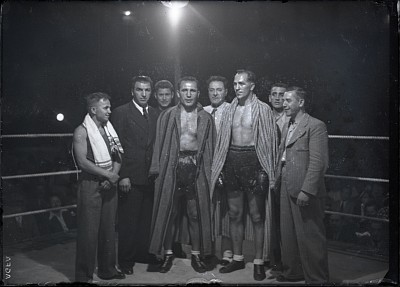 Ilie Petrescu și Vasile Șerbănescu înaintea meciului de box