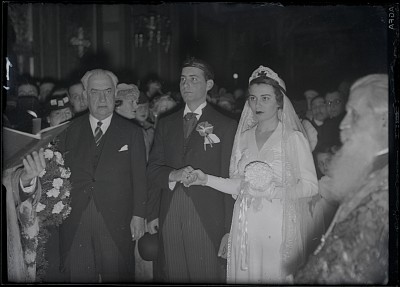 Ceremonia religioasă a căsătoriei Ioanei Leonida și a lui Ion Lahovary la Biserica Domnița Bălașa