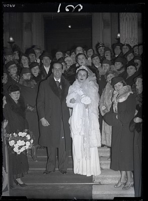 Ceremonia religioasă a căsătoriei Ioanei Leonida și a lui Ion Lahovary la Biserica Domnița Bălașa